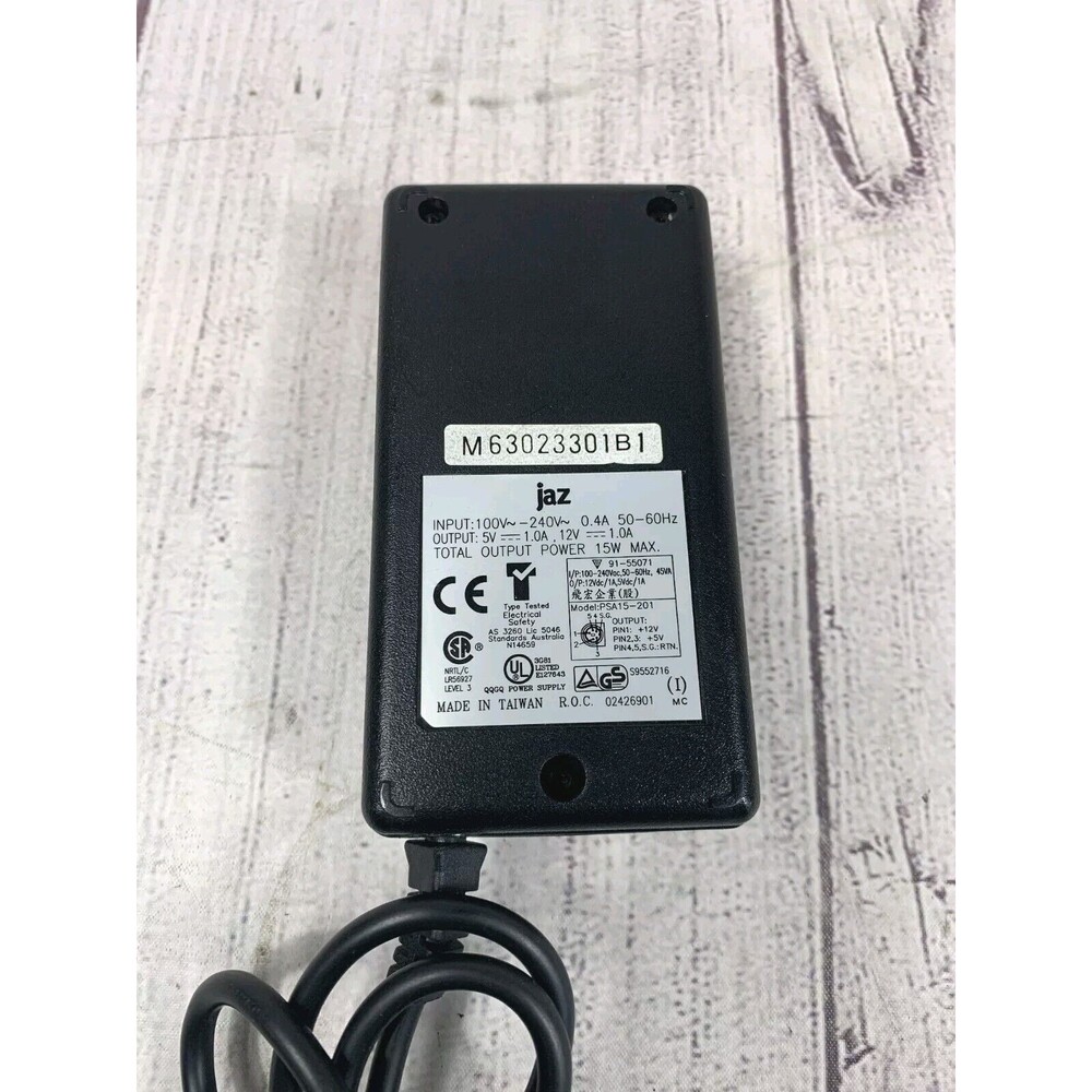 Iomega Jaz PSA15-201 AC Power Supply Adapter Output 5V 12V 1A - *No Edison Cord*